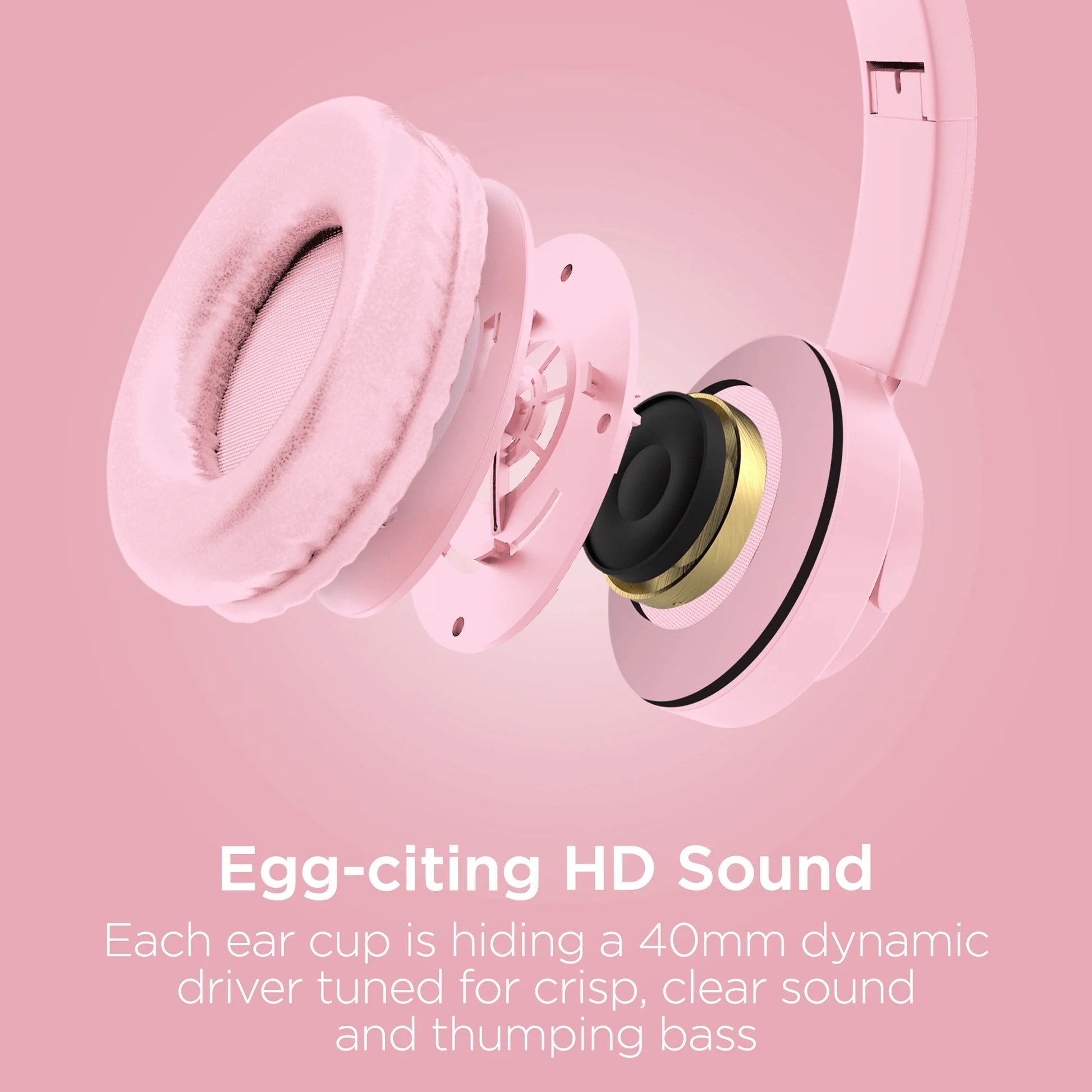 HyperGear Bunny Tracks Wireless Light-Up Headphones – Fun LED Design