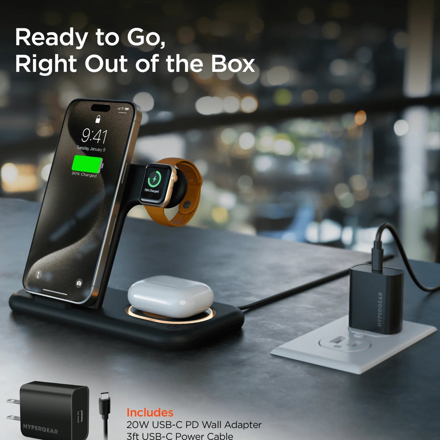 HyperGear 4-in-1 Wireless Charging Stand – Fast, All-in-One Power Hub