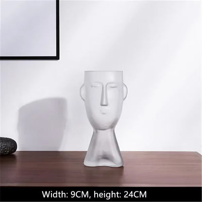 Face Art Glass Vase – Modern Decorative Flower Arrangement Vase