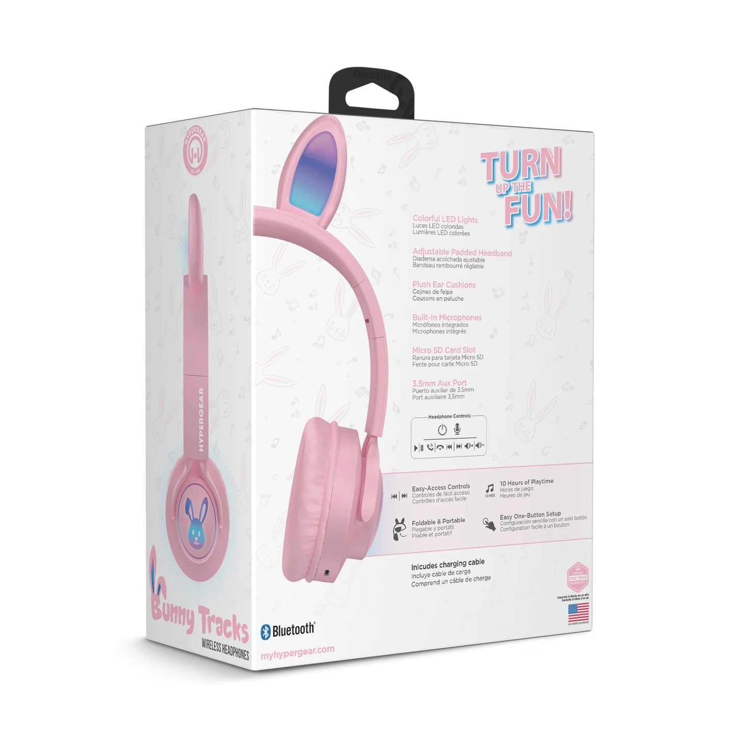 HyperGear Bunny Tracks Wireless Light-Up Headphones – Fun LED Design